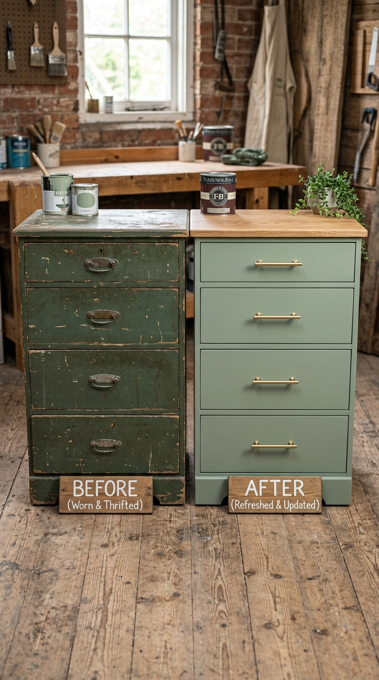 Thrifted dresser refresh for budget bedroom storage