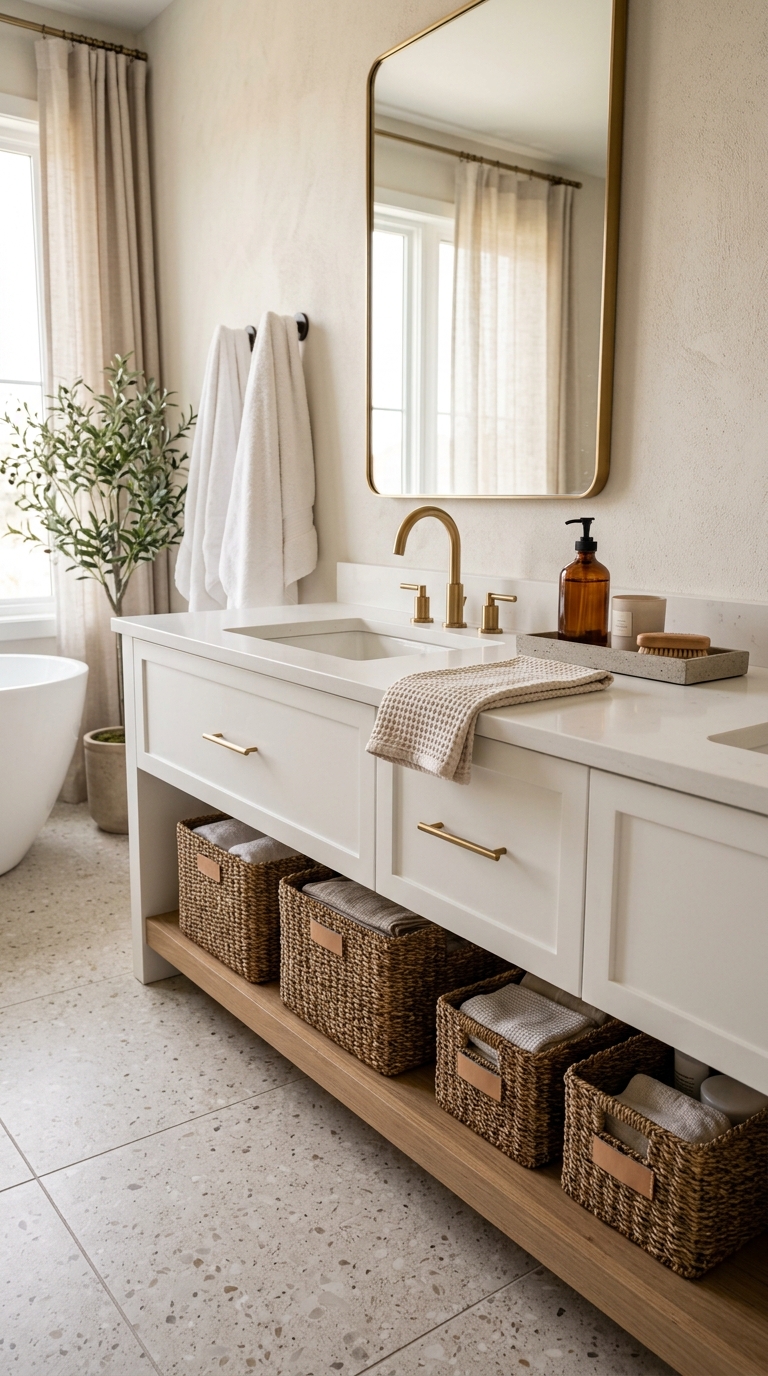 Bathroom counter with concealed storage