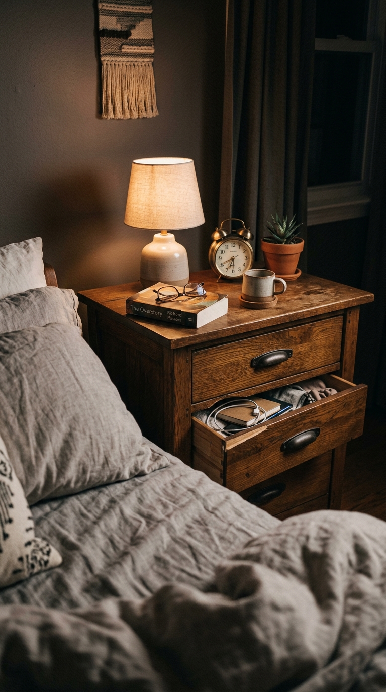 Nightstand with drawer for bedside clutter storage