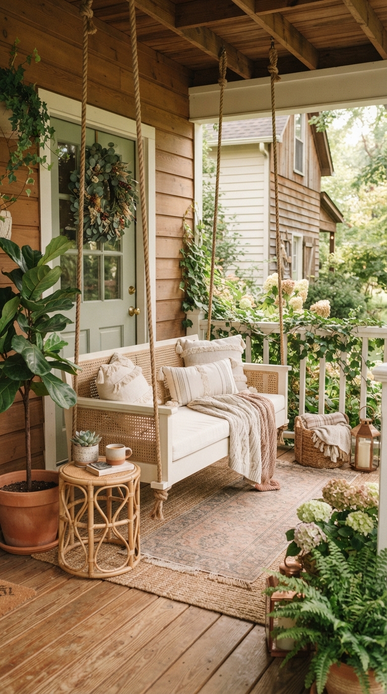 Cream off-white porch swing color idea for a timeless front porch
