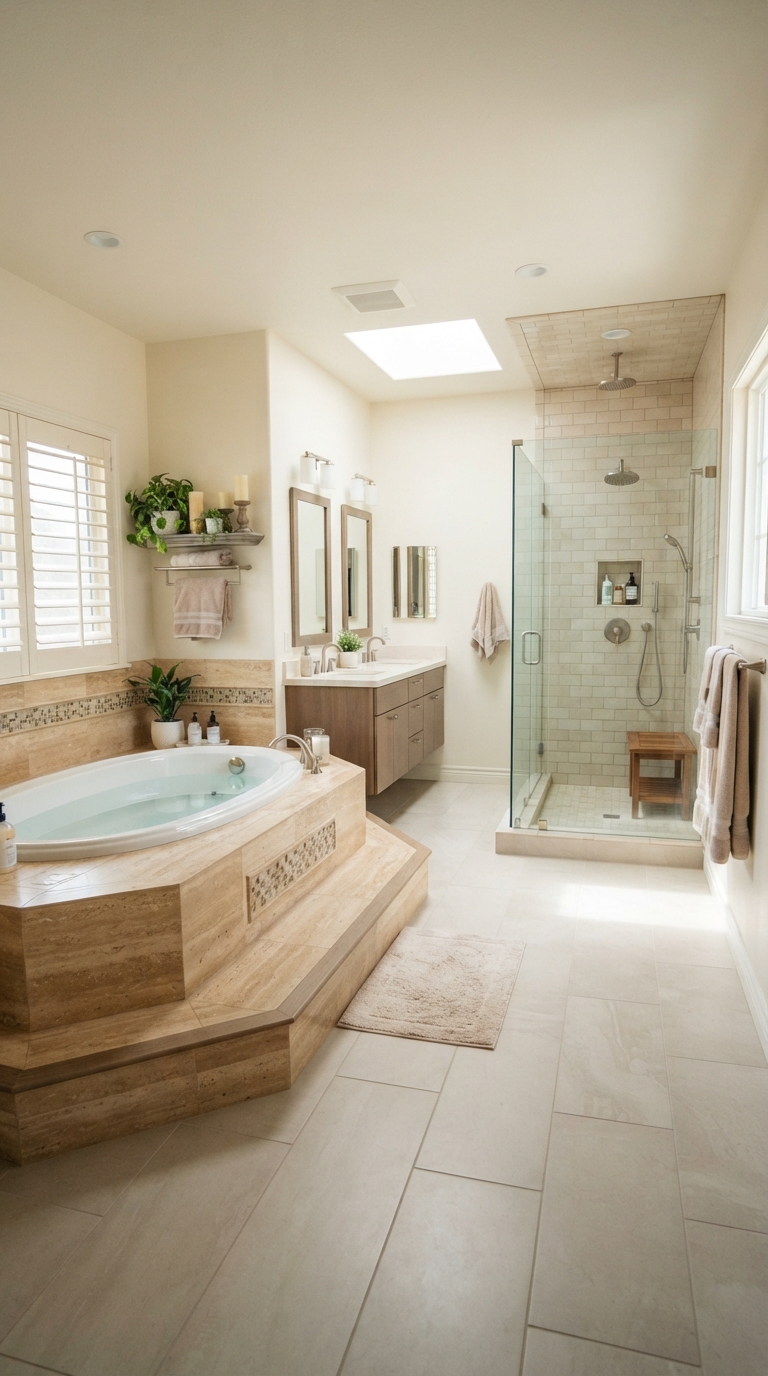 Elevated platform tub deck with shower combo