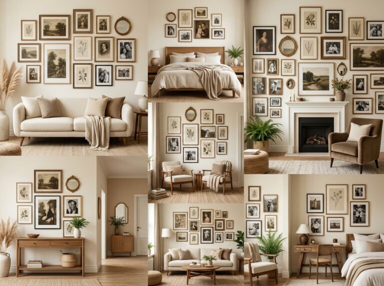 Stylish gallery wall ideas for decorating blank walls with framed artwork and photos
