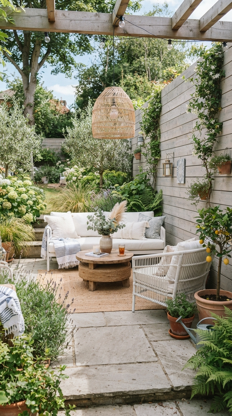 Gray-washed horizontal wood fence idea for a coastal backyard style