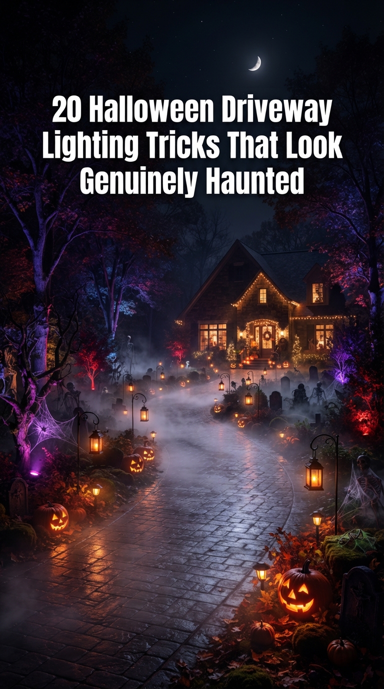 20 Halloween driveway lighting tricks creating a genuinely haunted outdoor Halloween atmosphere.