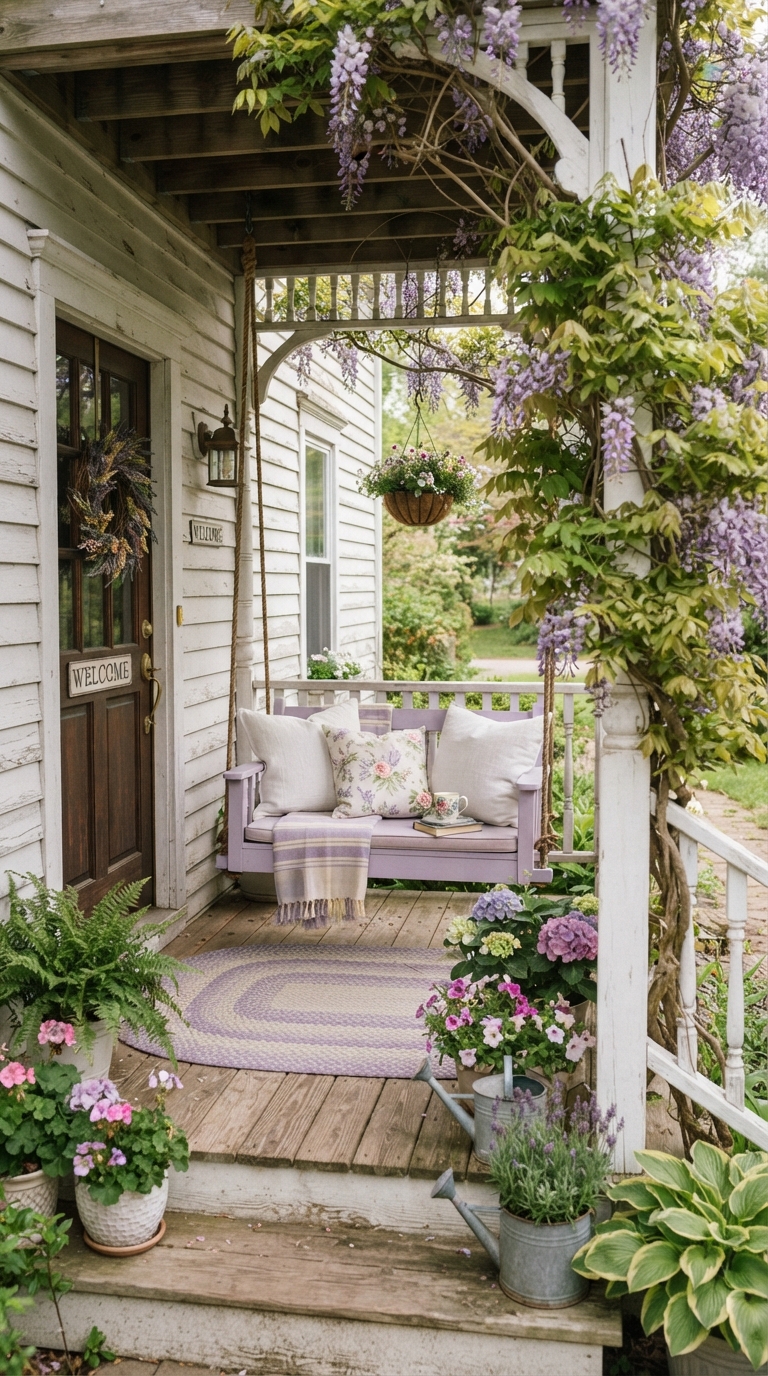 Lavender porch swing color idea for a cottage-style porch