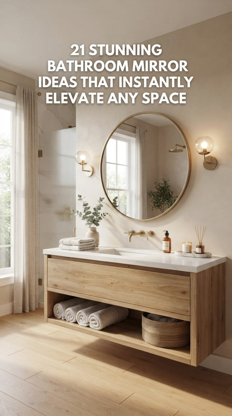 Feature image showcasing stunning bathroom mirror ideas with a modern vanity and elegant bathroom design inspiration.