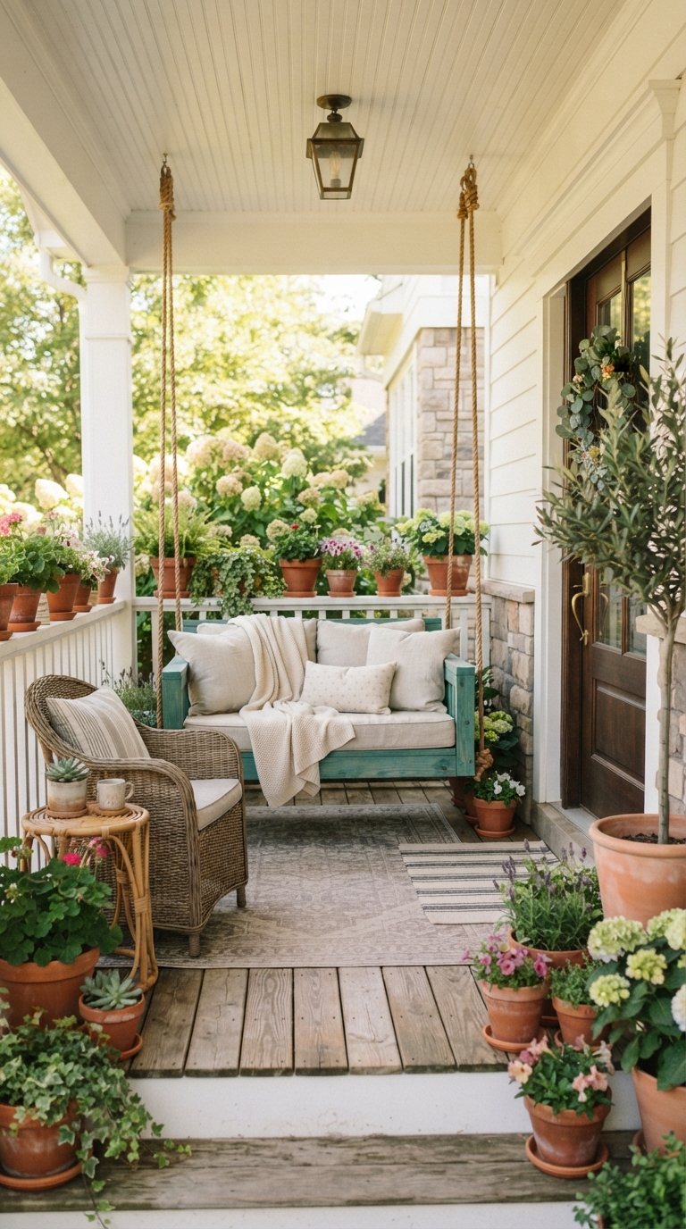 Teal porch swing color idea for a coastal front porch
