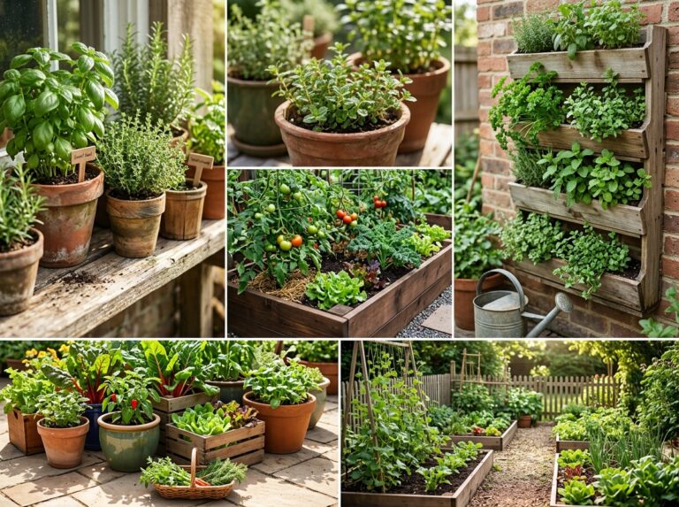 kitchen garden ideas with fresh herbs and vegetable