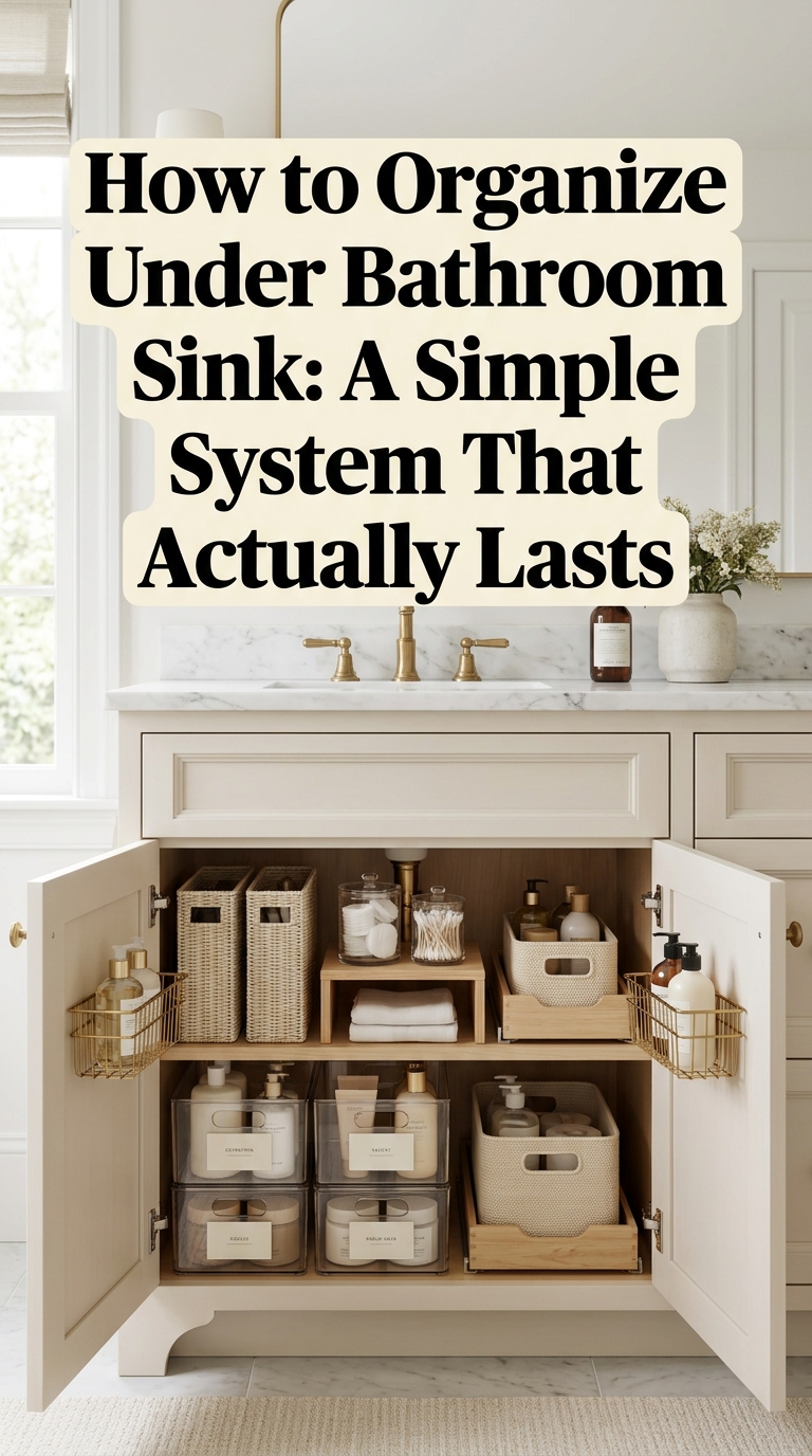 Luxury bathroom vanity with an organized under-sink storage system